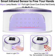 Portable UV LED Nail Lamp | 180W Ultra Long Power Storage