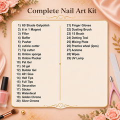 Professional Nail Art Beginner To Professnioal Kit with UV LED Lamp, Gel Polish Set & Nail Tools – Complete DIY Manicure Kit