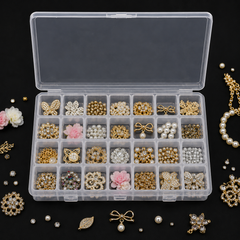 24 Grid Empty Storage Box for Nail Tips, Beads & Small Accessories | Transparent Organizer Case