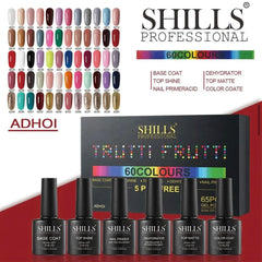 Adhoi Gel Polish Kit 65pcs Shills Professional UV/LED Soak Off Nail Gel Polish Set