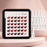 Red Cherry 36 Pcs Gel Polish Set 15ml THR3E STROKES with Cat Eye, Glitter & Mirror Polish | Professional Nail Polish Kit with Shade Display