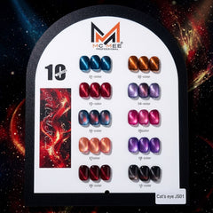 15ml Cat Eye Gel Polish Set (10 Pcs) MC MEE Professional JS01 Floating Sunlight Magnetic UV/LED Nail Art Collection