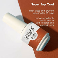 15ml Super Top Coat Gel Polish SHILLS Professional – High Shine No Wipe UV LED Nail Top Coat