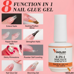 8 in 1 Nail Glue Gel Venalisa | Multi-Purpose Nail Extension & Nail Art Adhesive