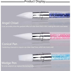 Silicone Nail Art Carving & Drawing Brush Set Professional Nail Sculpting Tools for Gel Polish & 3D Nail Art