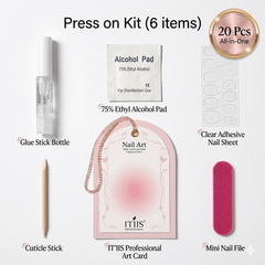 Press On Kit with Card (20 pcs Set) | Complete Press On Nail Application & Packaging Kit