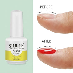 Glass Top Coat 15ml Shills Professional | High Shine Nail Gel Top Coat