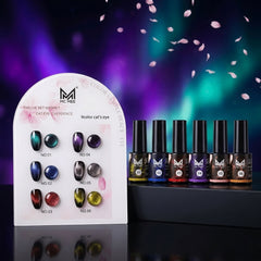 9D-Cat Eye Gel Polish Set (6 Pcs x 12ml) MC MEE Professional Magnetic UV LED Nail Art Gel Collection