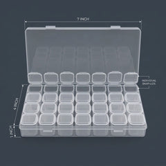 28 Grid Empty Storage Box for Jewelry, Nail Art & Craft Supplies | Transparent Organizer Case