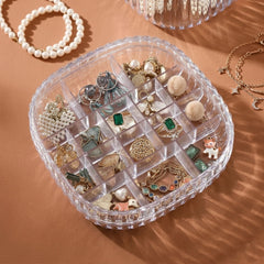 Transparent Jewelry Storage Box with Compartments | Clear Organizer Case for Earrings, Rings, Necklace & Accessories