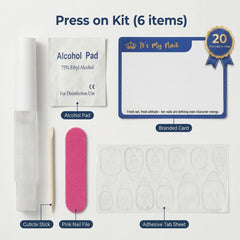 Press On Kit with Card (20 pcs Set) | Complete Press On Nail Application & Packaging Kit