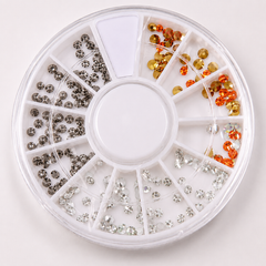 12 Grid Mix Diamond Nail Art Rhinestone Wheel | Mixed Crystal Nail Decoration for DIY Manicure