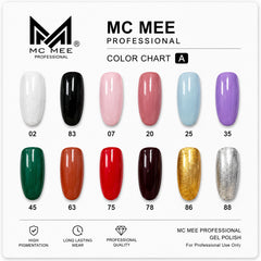 Chart-A 12pcs Set MC MEE Professional Gel Polish Collection | Gel Polish Mini Set for Home Use or Beginner