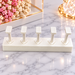 Pearl White Nail Art Press - On Nail Display Stand with 5 Removable Holders