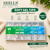 Short French Almond Soft Gel Tips SHILLS Professional 600PCS/Box, 12 Sizes