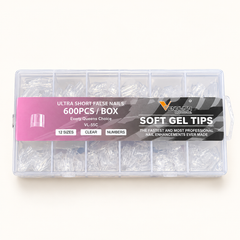 Ultra Short Soft Gel Nail Tips Venalisa Professional – 600PCS | 12 Sizes |VL-55C