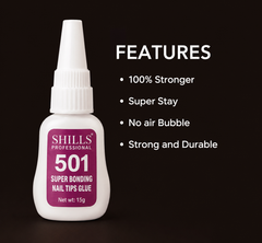 501 Nail Glue for Nail Art 15g Shills Professional – Strong Quick Dry Nail Adhesive
