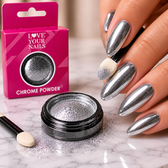 Silver Chrome Love Your Nails Mirror Effect Nail Powder