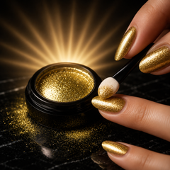 Gold Chrome Powder for Nail Art | Mirror Effect Metallic Nail Pigment