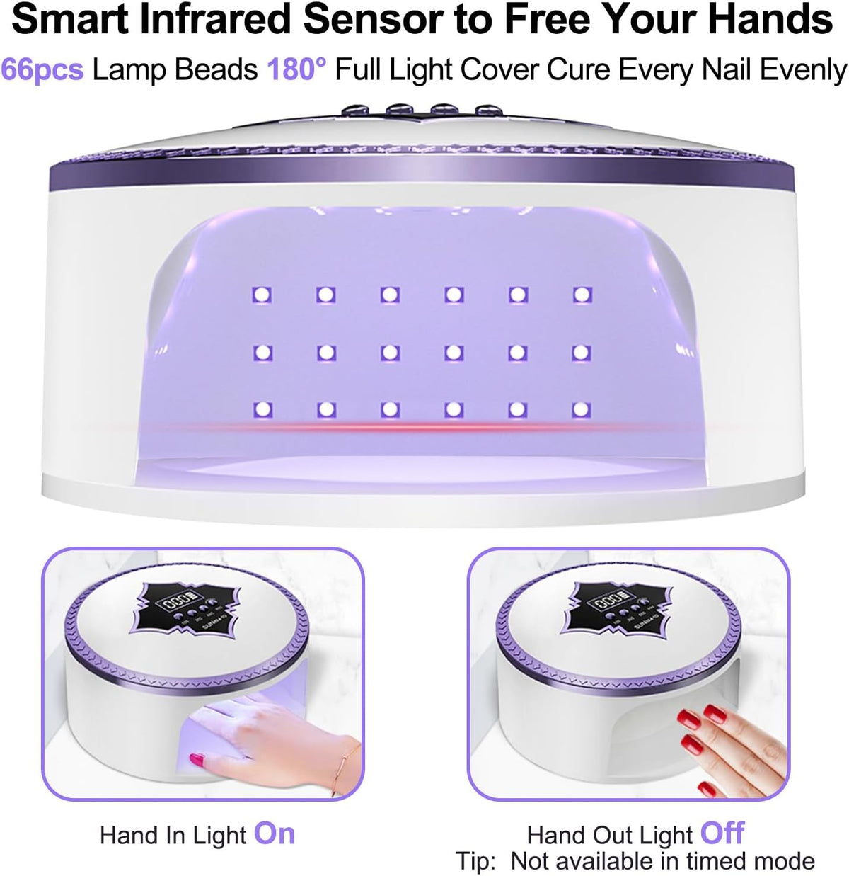 Portable UV LED Nail Lamp | 180W Ultra Long Power Storage