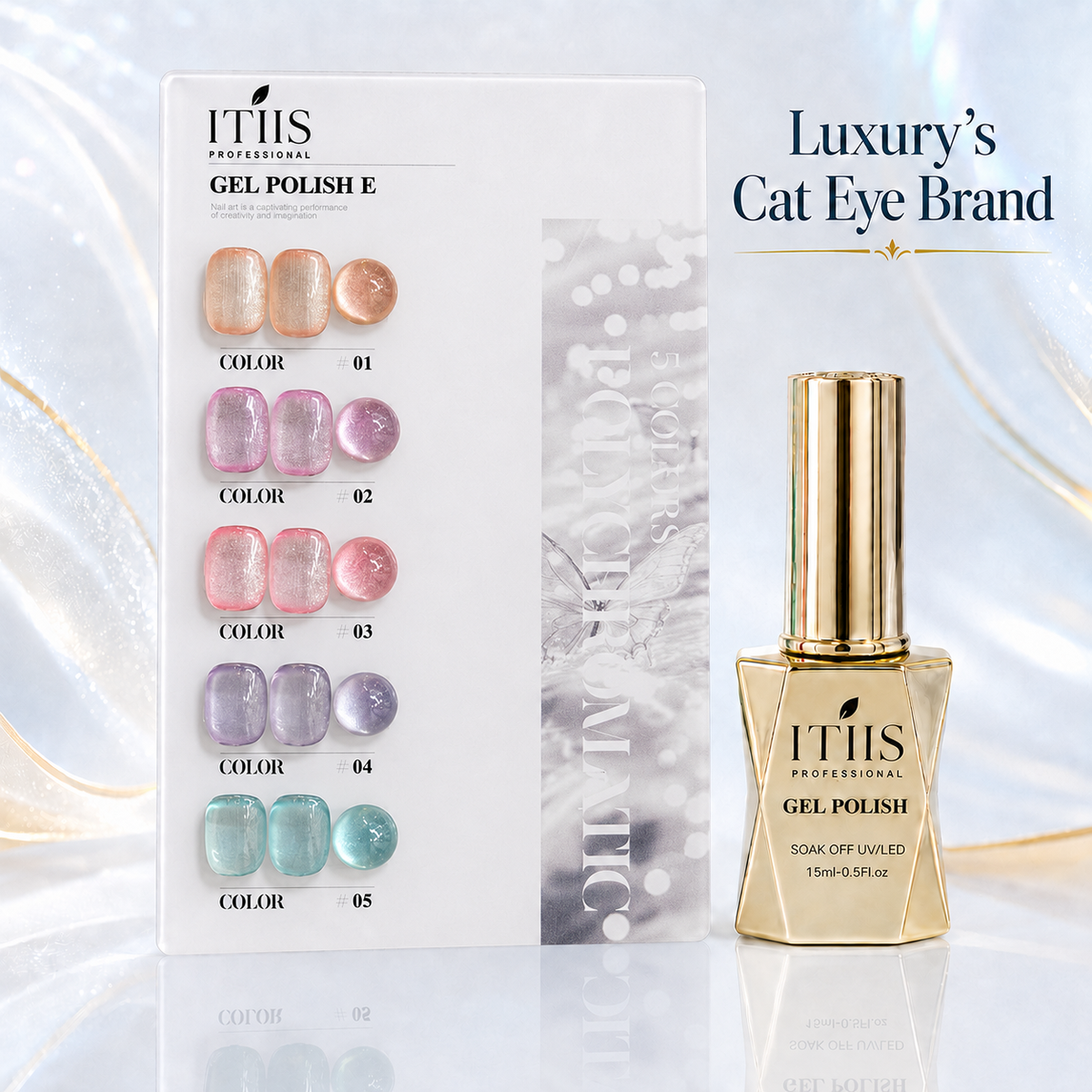 Set-E 15ml Cat Eye Gel Polish Set ITIIS Professional – 5 Premium Colors