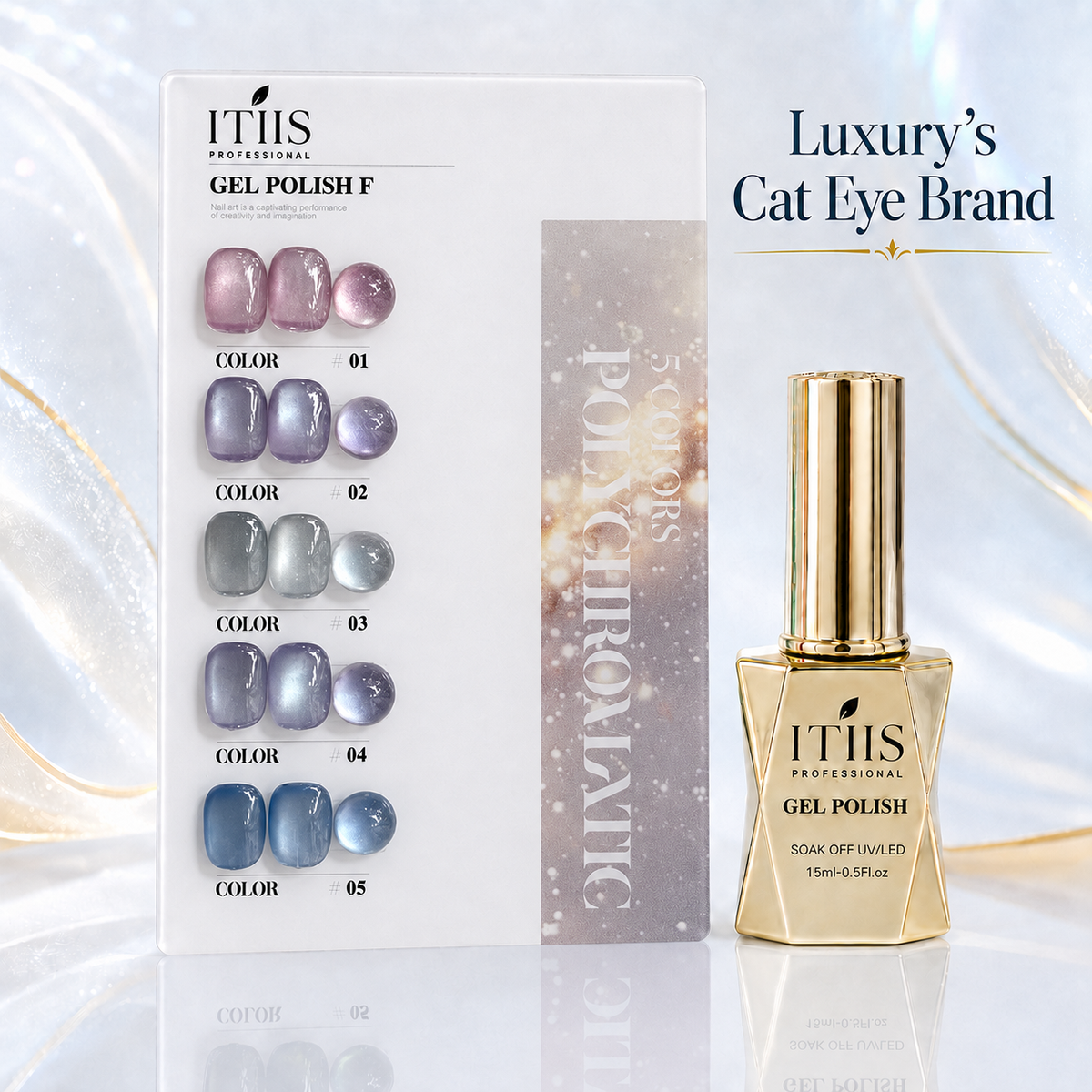 Set-F 15ml Cat Eye Gel Polish Set ITIIS Professional – 5 Premium Colors