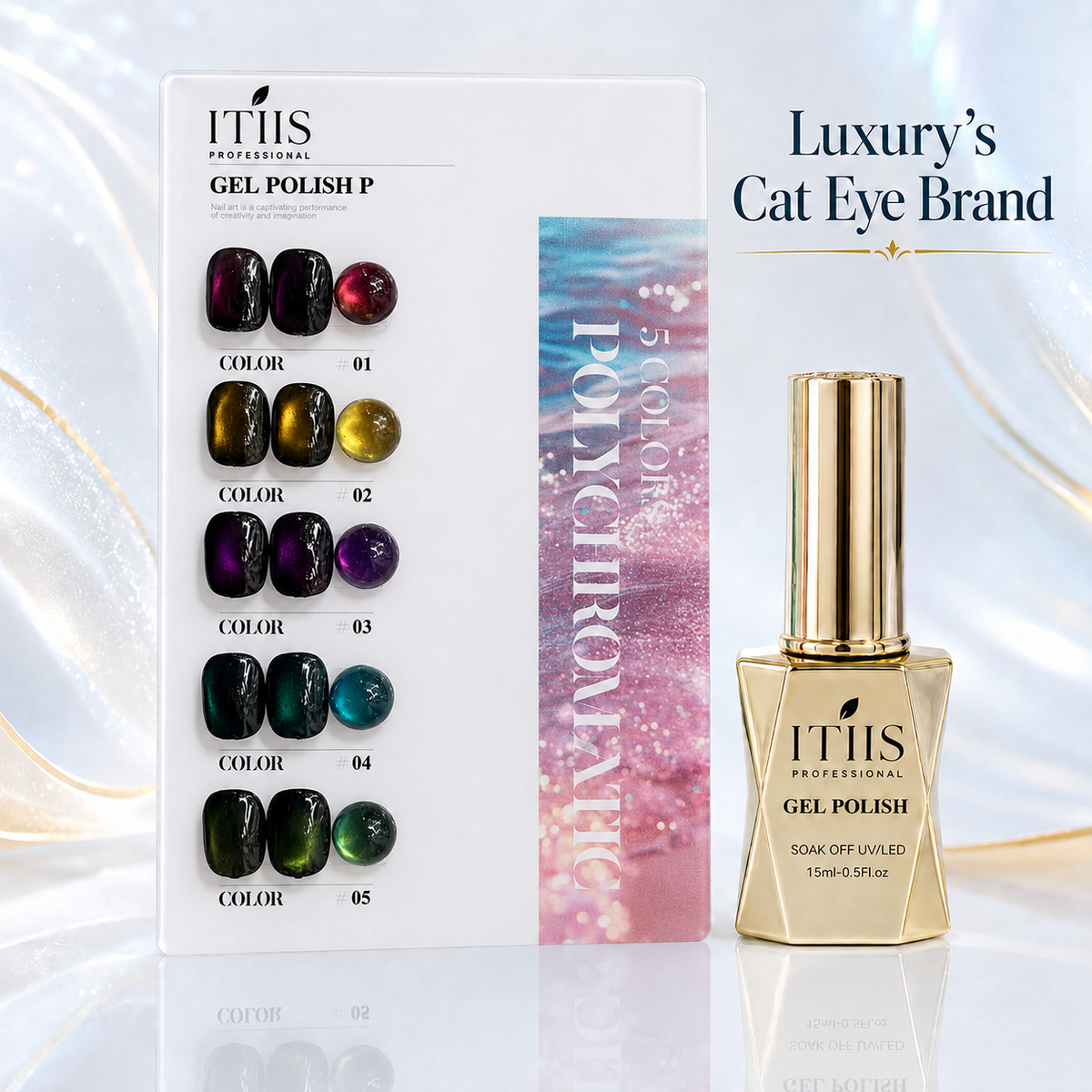 Set-P 15ml Cat Eye Gel Polish Set ITIIS Professional – 5 Premium Colors