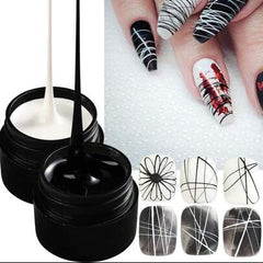 Spider Gel Black & White - Nail Art Paint DXEBIZ | Stretchy UV/LED Nail Art Gel for Fine Line Designs