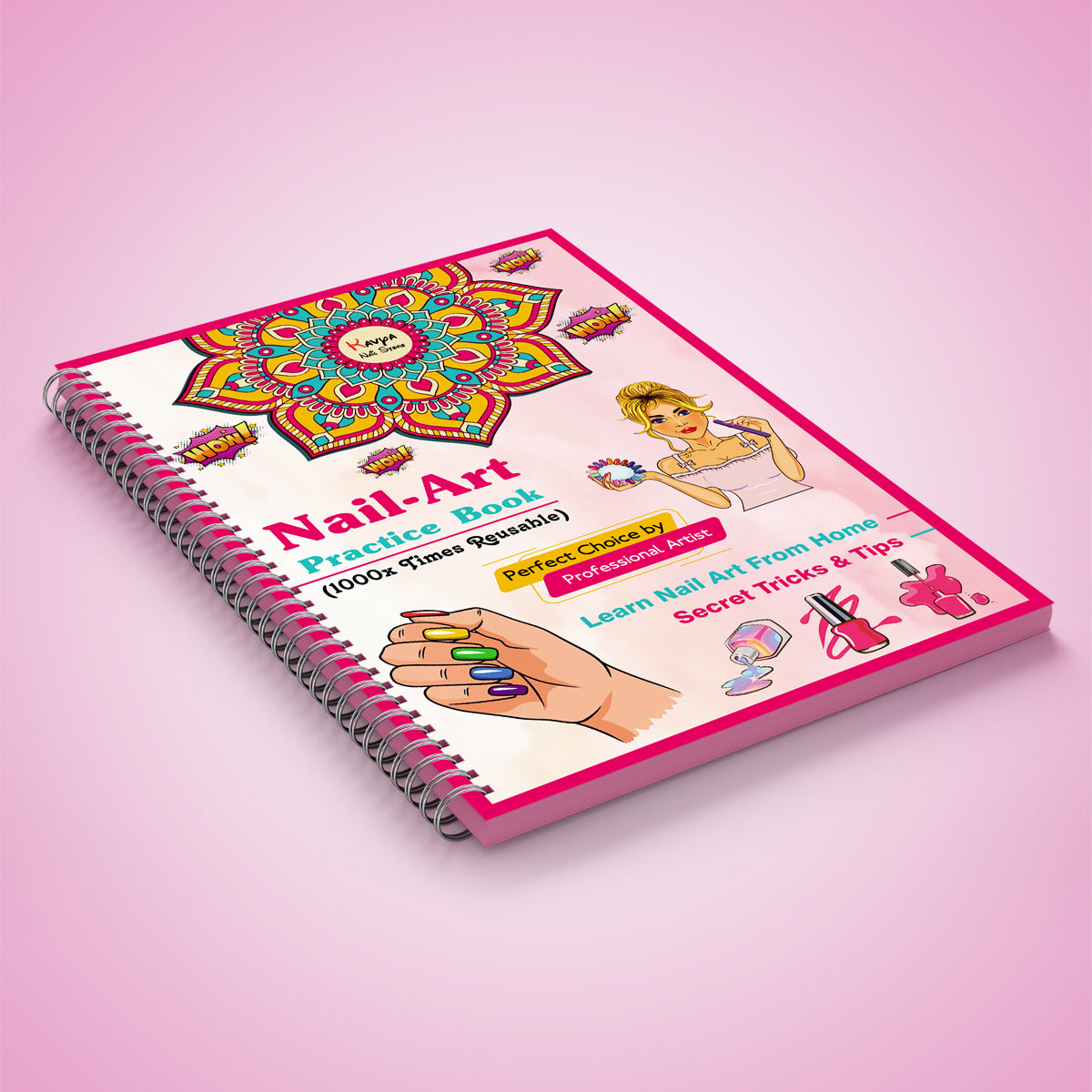 A4 Size Laminated Nail Art Practice & Theory Book for Nail Training & Learning