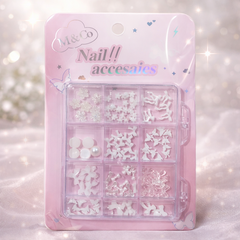 White Mix Nail Art Decoration Box – White Nail Charms & Embellishments