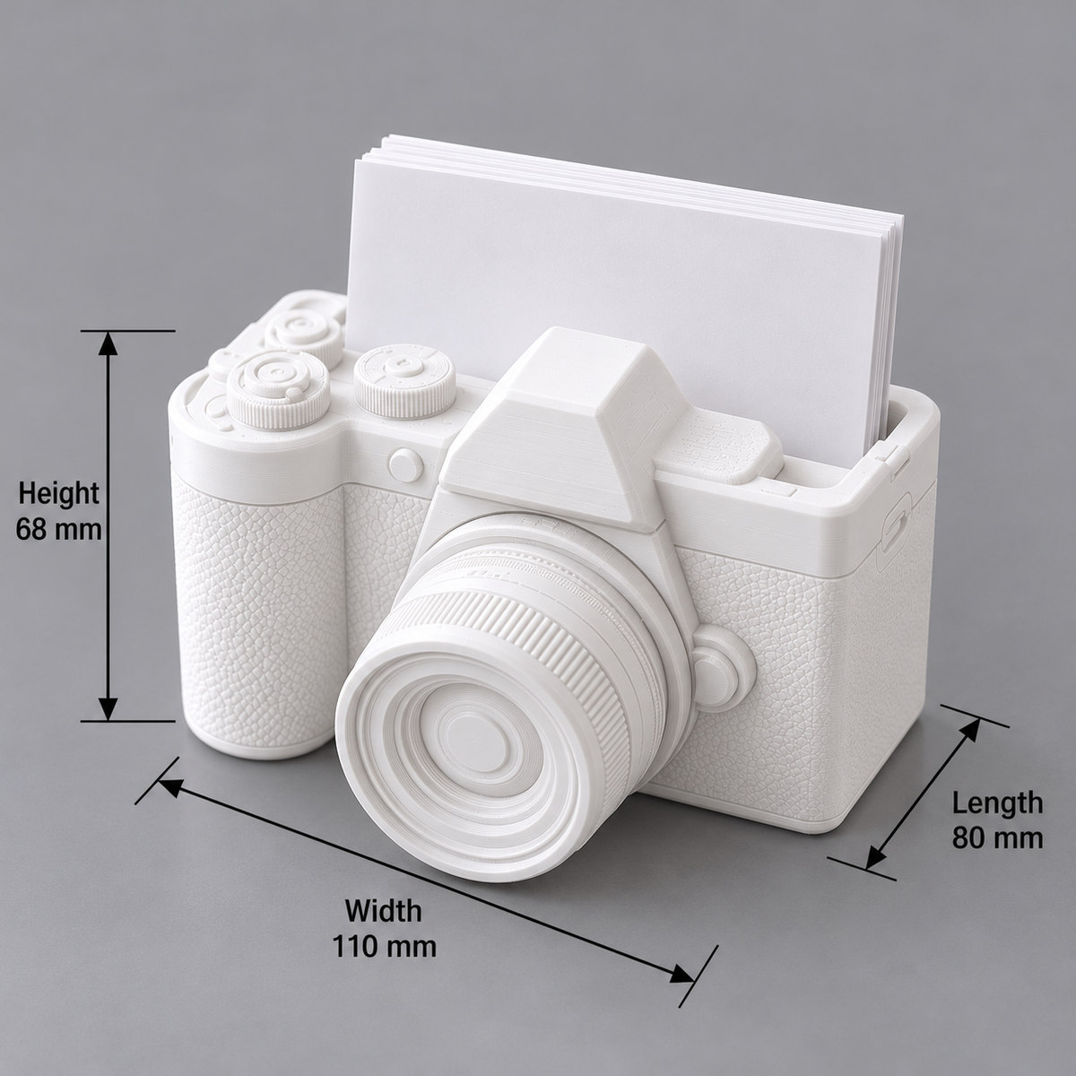 3D Printed Camera Shape Visiting Card Holder | DSLR Desk Card Stand