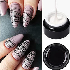 Spider Gel Black & White - Nail Art Paint DXEBIZ | Stretchy UV/LED Nail Art Gel for Fine Line Designs