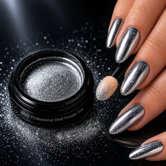 Silver Chrome Powder for Nail Art | Mirror Effect Chrome Nail Pigment