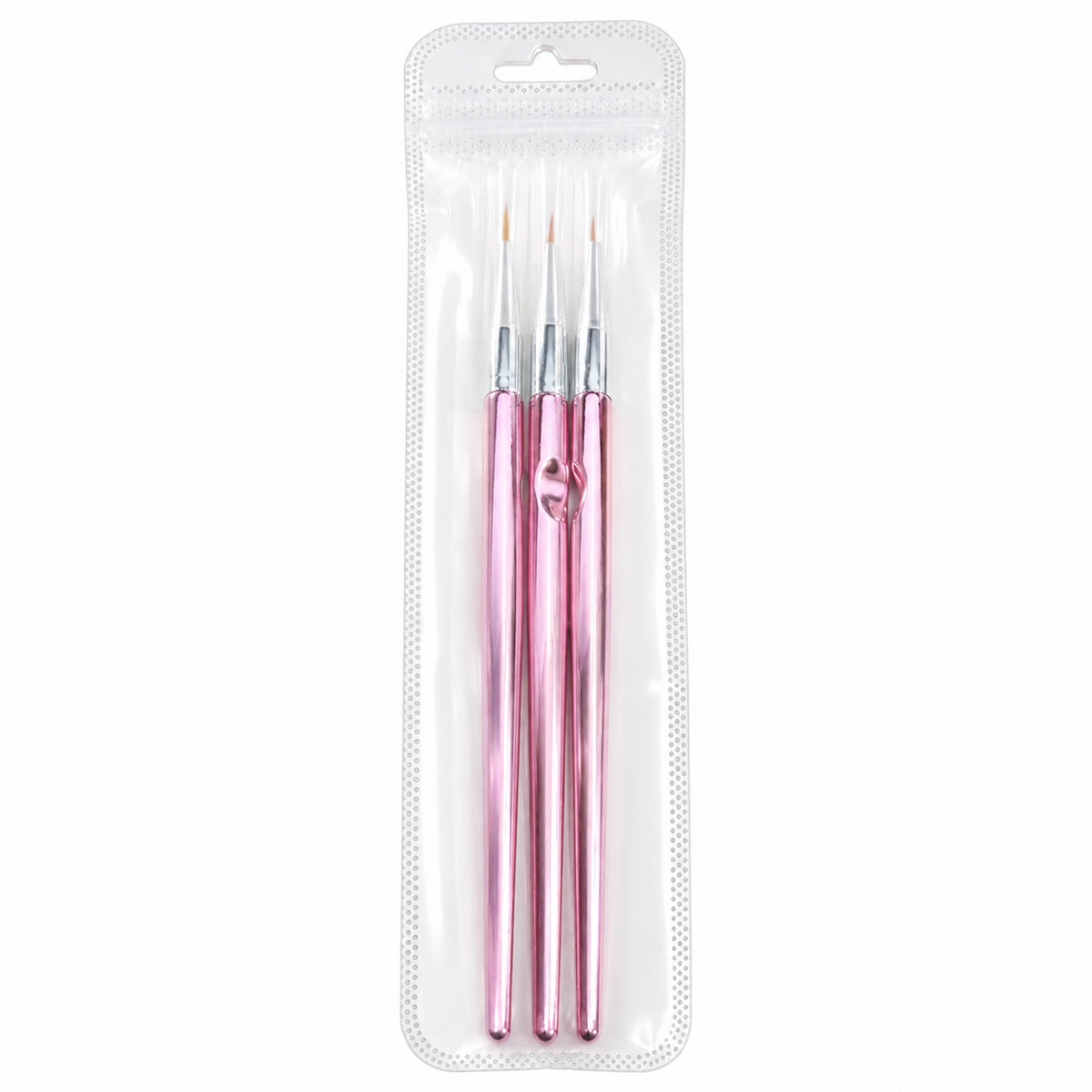 000 Professional Nail Art Liner Brush Set – 3PCS Pink Handle Nail Design Brushes