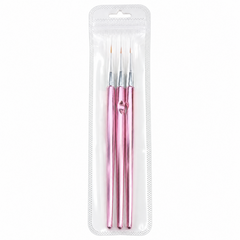 000 Professional Nail Art Liner Brush Set – 3PCS Pink Handle Nail Design Brushes