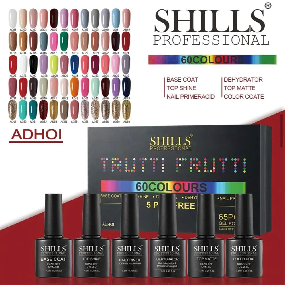 Adhoi Gel Polish Kit 65pcs Shills Professional UV/LED Soak Off Nail Gel Polish Set