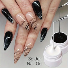 Spider Gel Black & White - Nail Art Paint DXEBIZ | Stretchy UV/LED Nail Art Gel for Fine Line Designs