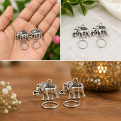 Silver Elephant Nail Charm for Navratri Nail Art