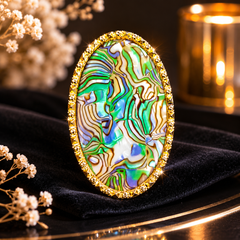 Luxury Oval Marble Nail Art Charm | 3D Nail Decoration Stone with Golden Border | Premium Nail Jewelry Accessory