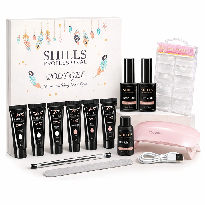Poly Gel Kit for Nail Extension & Nail Art SHILLS Professional  – Long Lasting Nail Builder Gel Set