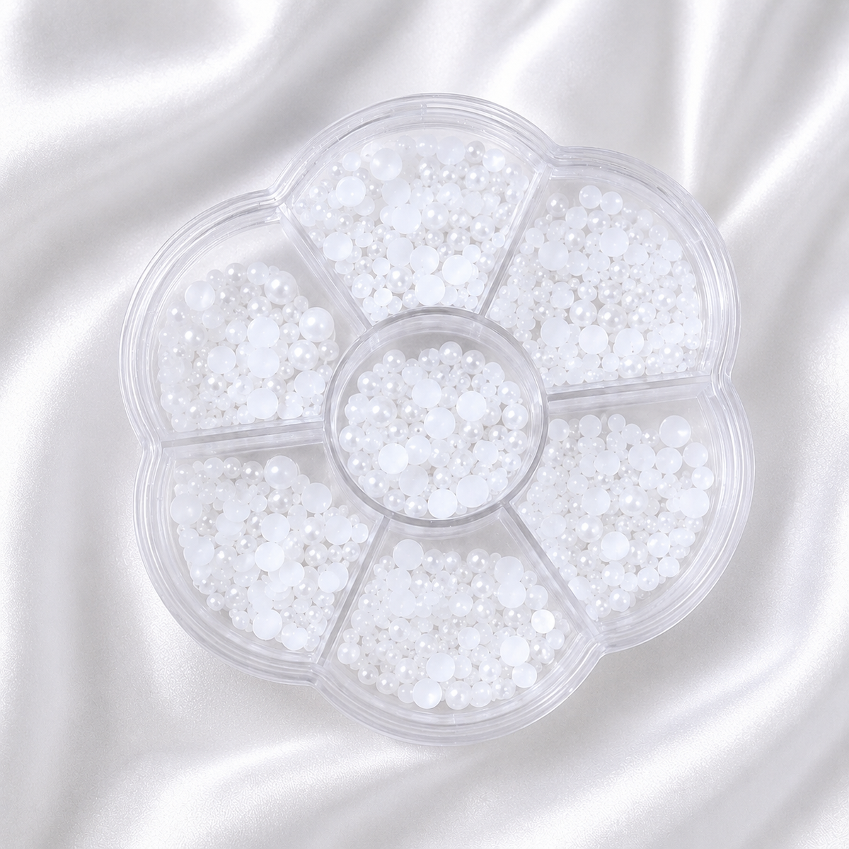 White Half Beads for Nail Art | Half Round Pearl Look Nail Decoration Beads