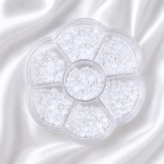 White Half Beads for Nail Art | Half Round Pearl Look Nail Decoration Beads