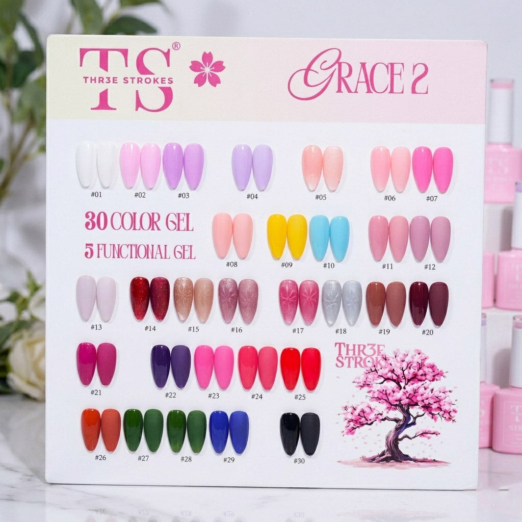 TS Grace 2 Gel Polish kit With Cat eye 7.5ml (30+6 pcs set) TS Thr3e Strokes