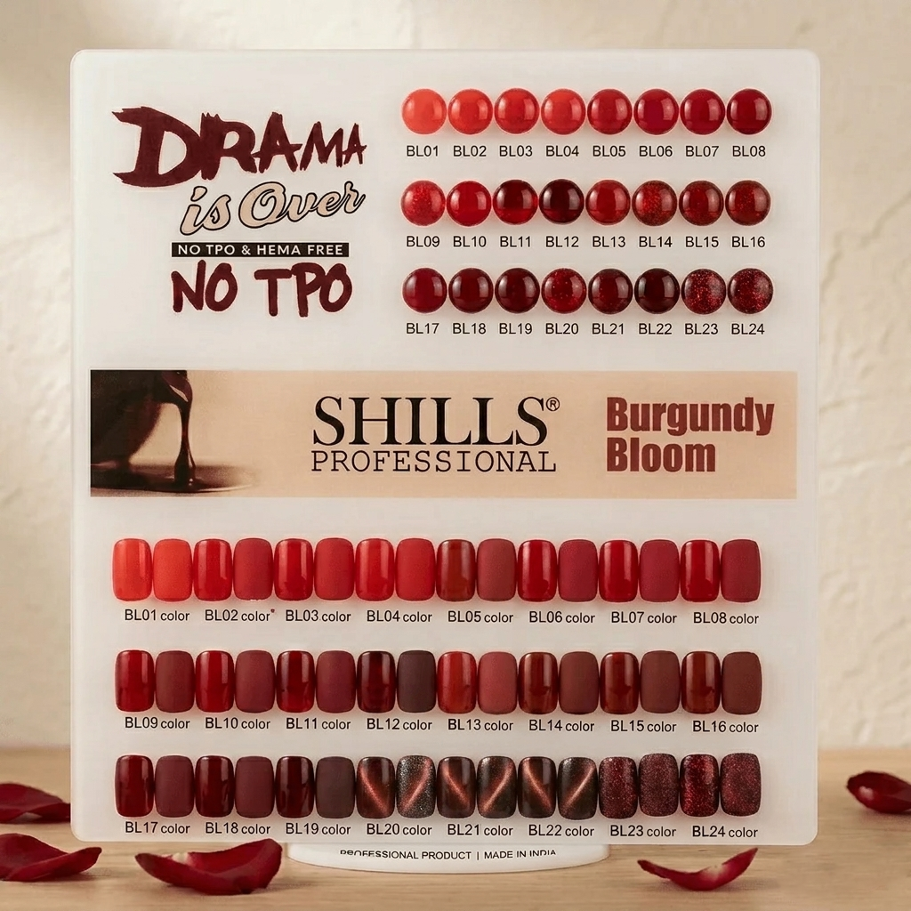 Drama Is Over Burgundy Bloom Gel Polish Collection Shills Professional | Luxury Burgundy Nail Gel Set