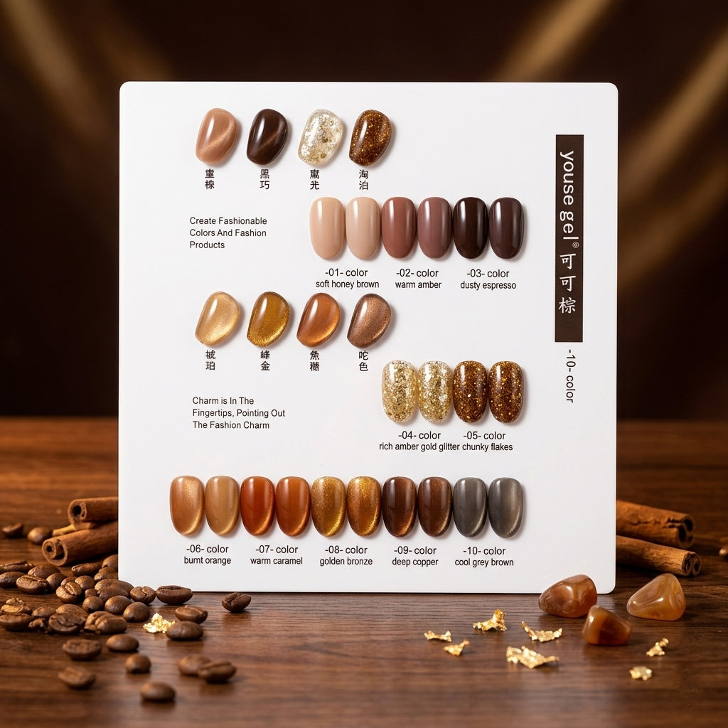 Coco Brown 15ml Cat Eye Gel Polish Set (10 Pcs) by Youse Gel