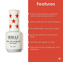 Nail Tip UV Bond 15ml Shills Professional | Nail Extension Gel Glue for Press-On & Soft Gel Tips
