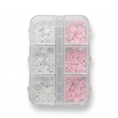White & Pink Flower Box for Nail Art – Floral Nail Decorations