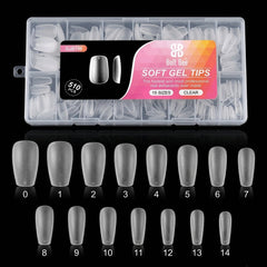 Short Coffin Tips Bolt Bee Soft Gel Tips – 510 PCS | Clear Nail Extension | 15 Sizes | GJB 190