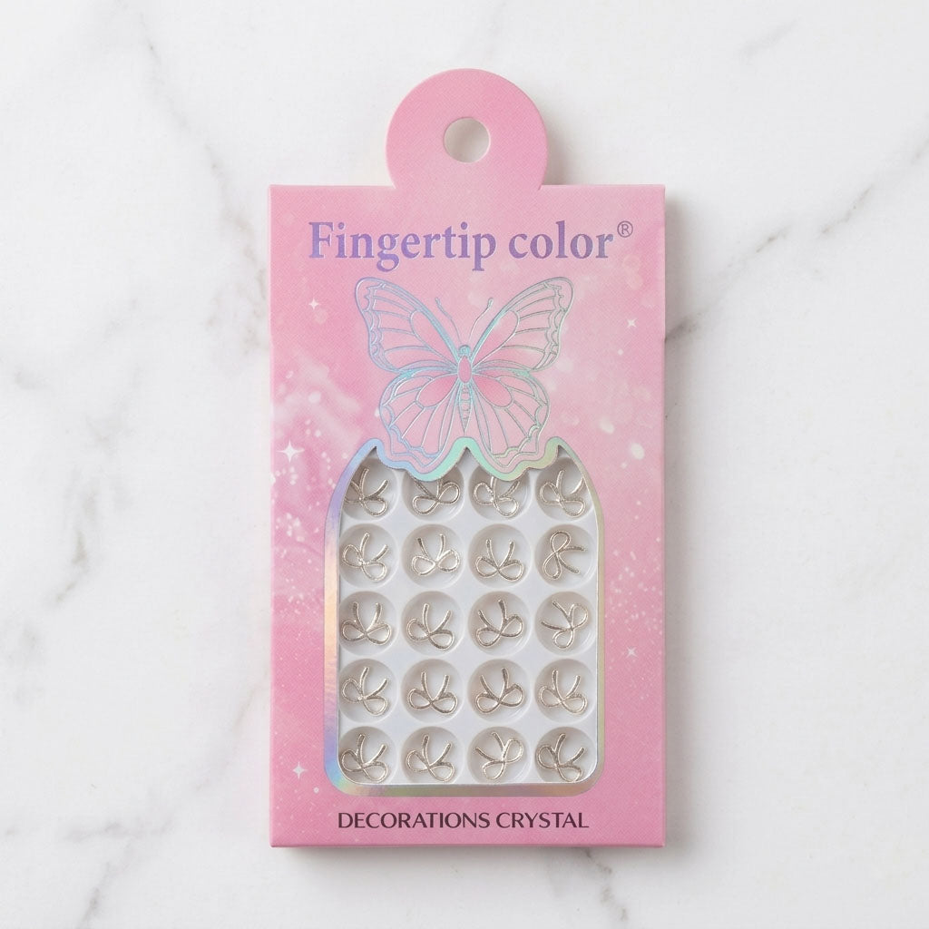 Silver Metal Bow Nail Charms – Metallic Bow Nail Art Decorations