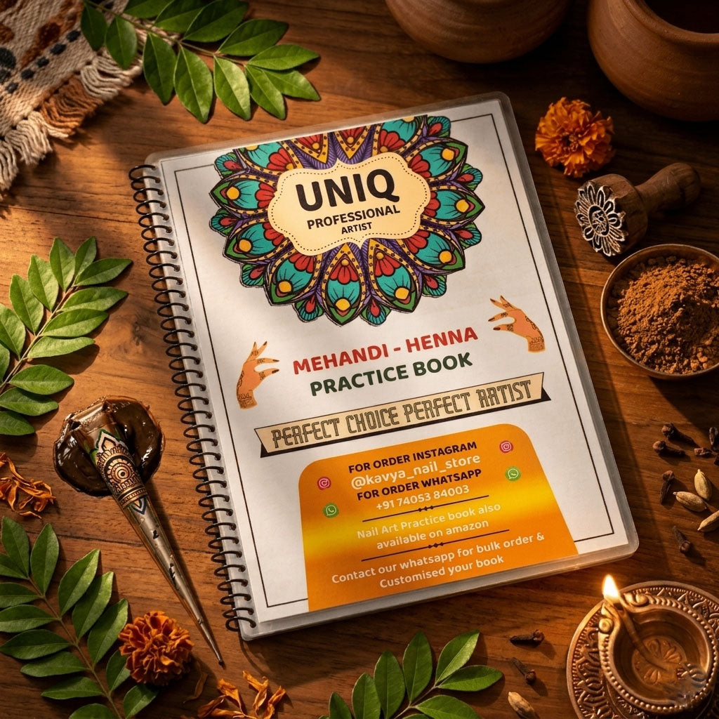 Mehandi-Henna Practice Book for Beginners & Students – Reusable Mehndi Design Learning & Training Book for Professional Practice
